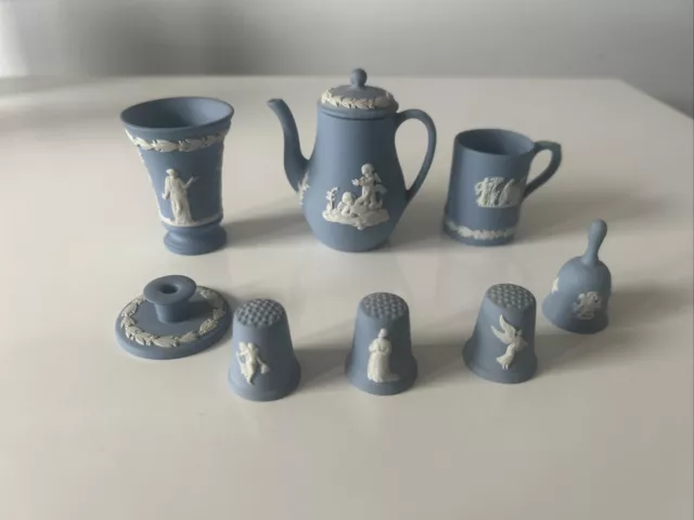 Wedgwood Blue Jasper Miniature Selection X8 Pieces