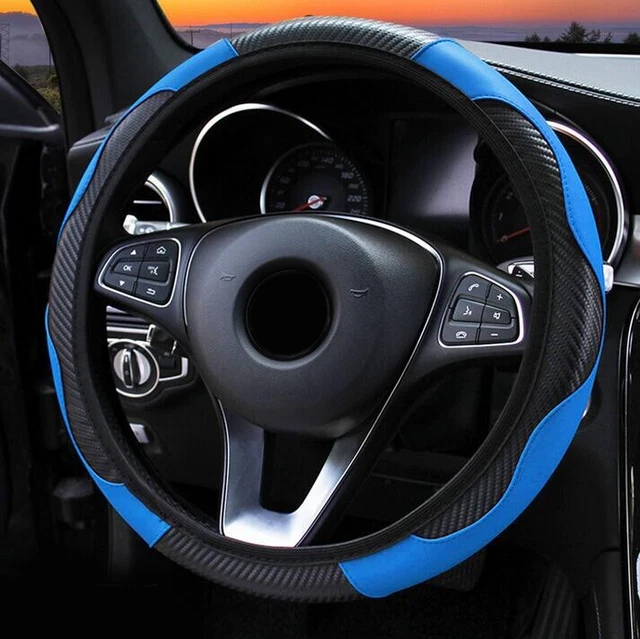 Copri Volante Coprivolante Per Auto Coprivolante In Pelle PU Antiscivolo Traspirante Adatto 37-38,5 Cm Decorazione Automatica In Fibra Di Carbonio Copertura Volante (Colore : Rosa