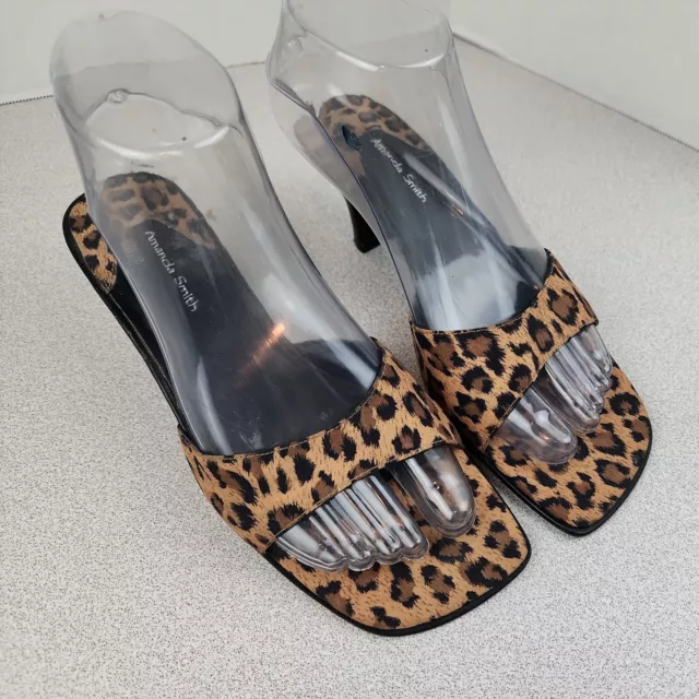 Amanda Smith Shoes Leopard Print Sandals Open Toe Size 6.5M