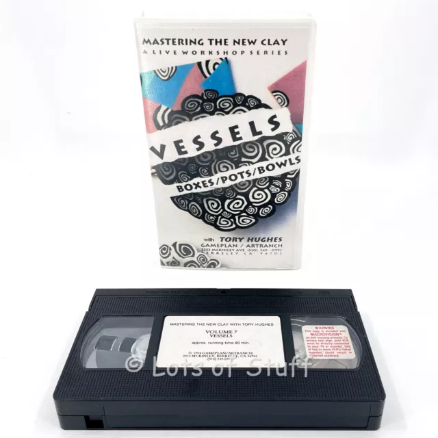Cajas/ollas/tazones de embarcaciones con cinta VHS Tory Hughes polímero arcilla arte raro