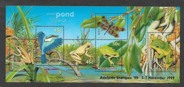 Australia Small Pond Life 1999 Mnh Min Sheet Adelaide Stampex  Overprint