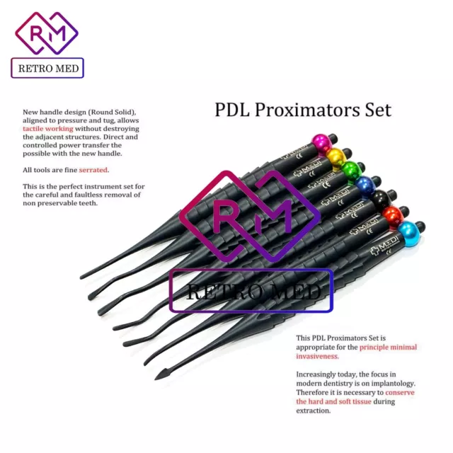 Dental PDL Luxating Root Elevators Set of 7 Precise Periotomes Black