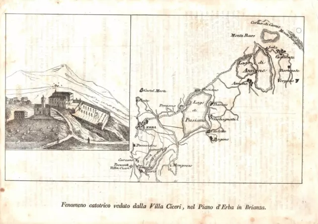 Stampa antica VILLA CICERI Parzano Orsenigo Brianza Cosmorama 1837 Antique print