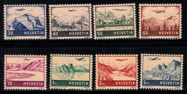 Schweiz 1942 Mi. 387-394 Postfrisch 100% Flugpost Landschaften