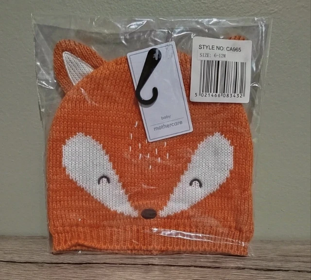 Mothercare Baby Fox Knitted Hat Cute Kids 6-12 months NEW SEALED FREE P&P