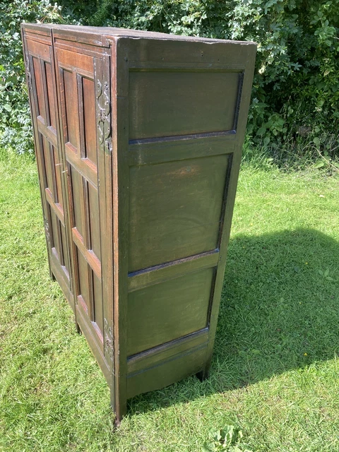 Antique 18th Century English Oak Gothic Double Wardrobe Armoire Linen Press #M 2