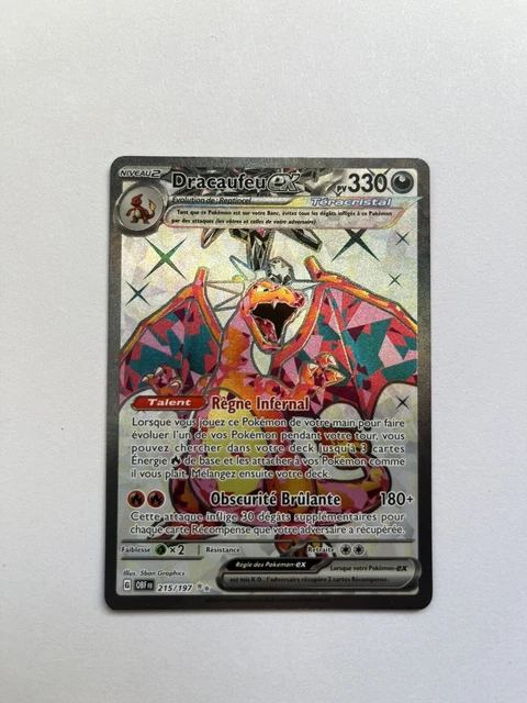 Coffret 10 Cartes Pokémon – Dracaufeu Ex SV056 Full Art Téracristal – Flammes Obsidiennes, Ultraboost X, Français