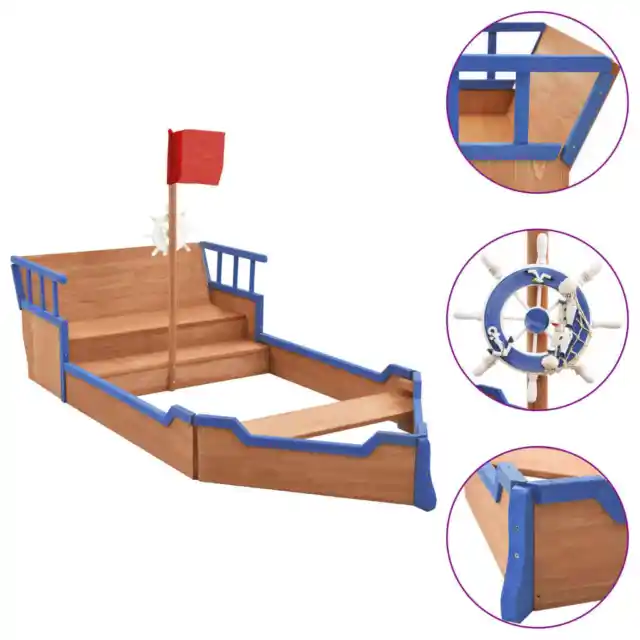 Arenero en forma de barco pirata madera abeto 190x94,5x101cm vidaXL