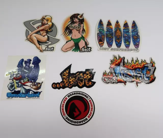 Vintage Lost Surfboards Stickers Set Of 7 Quiksilver Wunderland 2004