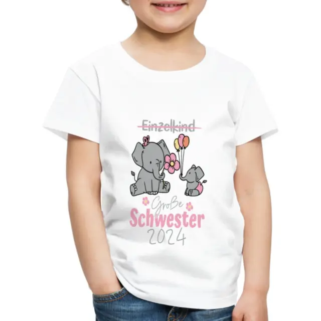 T-shirt premium sorella maggiore 2024 elefanti dolci idea regalo bambini