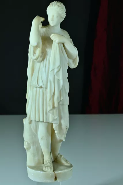 Ancienne statue Diane de Gabies Praxitele Grec Rome Antique portrait ALBATRE 19e