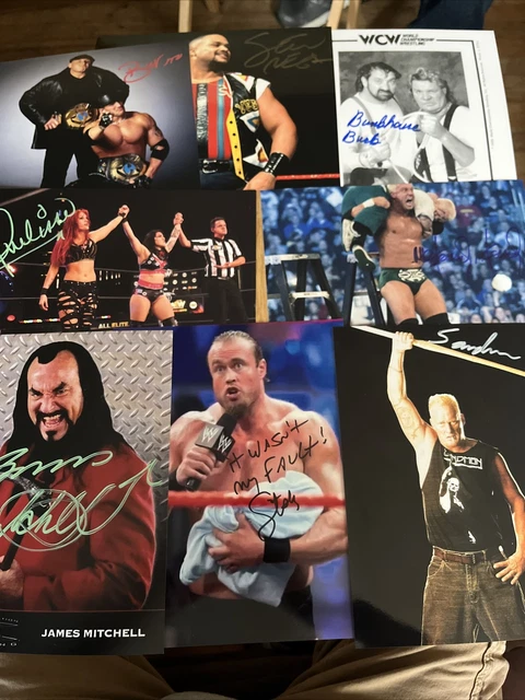 Lot of 8 Signed Autographed Pro Wrestling 8x10 Photos ECW WWE WWF AEW WCW TNA #6