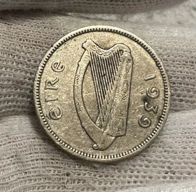 1939 Ireland Shilling Km-6 Silver - Free Usa Shipping! B3456