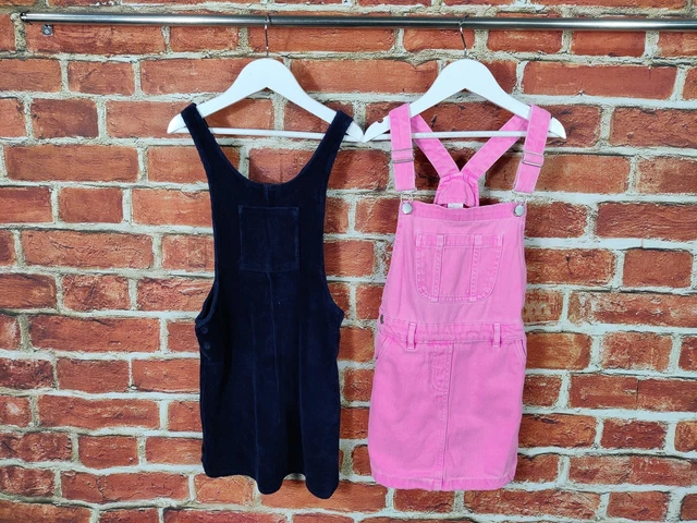 Girls Bundle Age 6-7 Years 100% Next Pinafore Dress Set Pink Denim Cord 122Cm