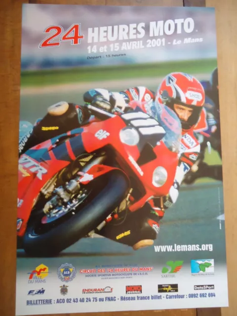 Poster Officiel ** 24 Heures Du Mans 2001 Motos **  Affiche Aco Moto Le