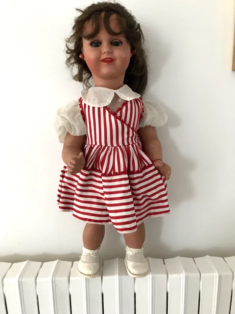 Jolie Poupée Ancienne Bella Bonomi 46 Cm, Souriante, Années 40/50, Très Bon état