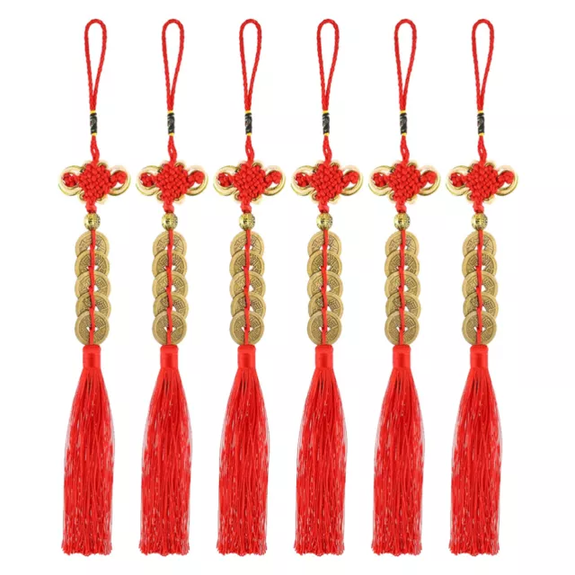 6 Pcs Feng Shui Tassel Oriental Hanging Pendant Decor for Car Hand Lucky Coin