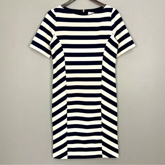 Tory Burch Nautical Stripe Dress Women’s Size L Stretch Ponte Knit Knee Length