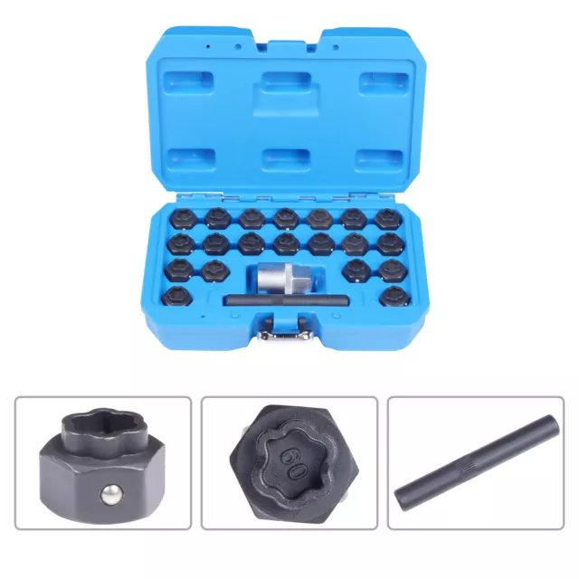 22pcs Universal Locking Lug Nut Master Key Set Wheel Lock Removal Tool USA