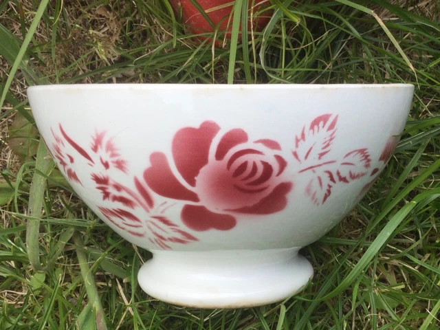 Grand Bol Ancien Digoin – Décor Fleurs Bleues, Céramique De Collection (France)