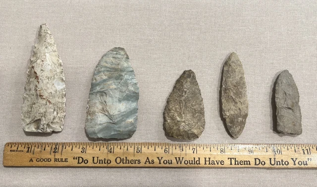 Lot of 5 Authentic Native American Indian Arrowheads Artifact