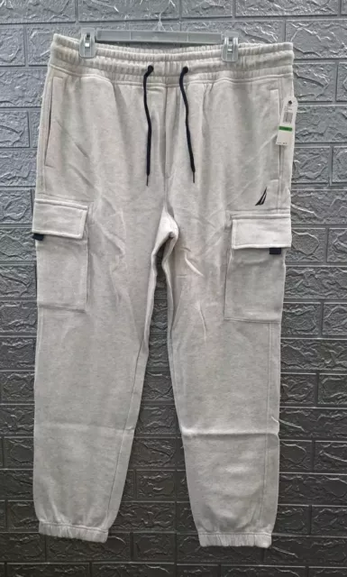 New Nautica Classic Fit Cargo Sweatpants Grey Size Large