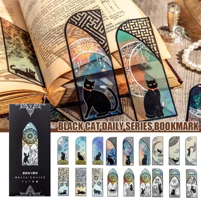 6Pcs/set Cute Black Cat Daily Series Bookmark Page Marker Stationery Supplies"