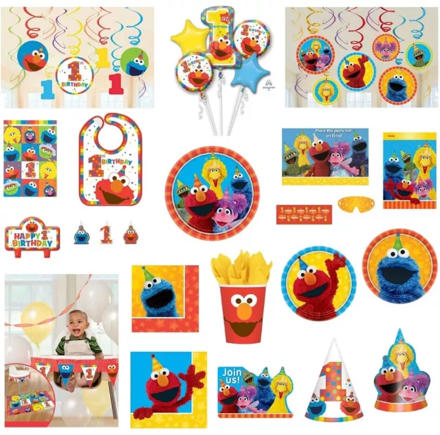 Sesame Street Party Supplies Elmo Turns One 1st Birthday Decorations Tableware