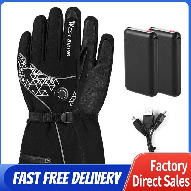 WEST BIKING Electric Heated Gloves USB Rechargeable Anti-Cold Gloves (L)