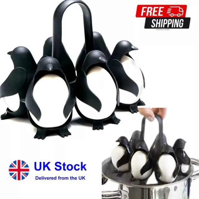 Egg 3-in Cook Serve Store Egg Holder Penguin Shaped Boiled Egg Cooker For 6 Eggs