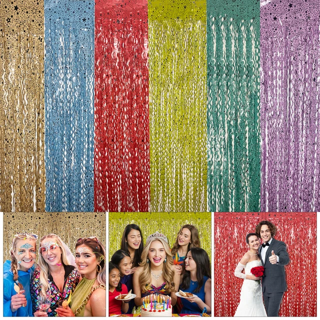 Tende Metalliche Glitter Per Feste - 4 Pezzi 1x2m (arancione/nero) - Per Halloween, Compleanni, Capodanno E Fotografie