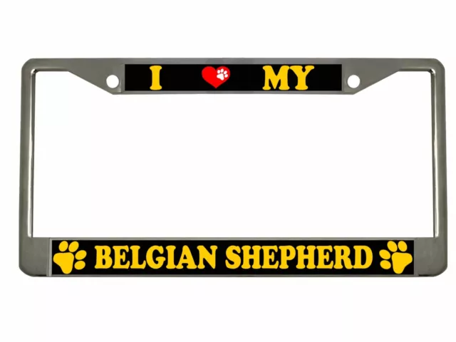 I Love My Belgian Shepherd (Dog Lover) Auto License Plate Frame Car Tag Holder