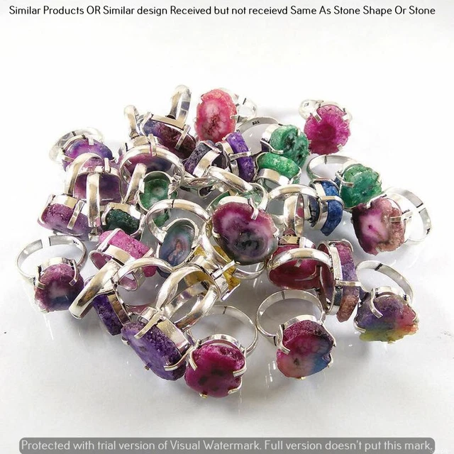 Rainbow Druzy 5 Piece Wholesale Ring Lots 925 Sterling Silver Ring NRL-42
