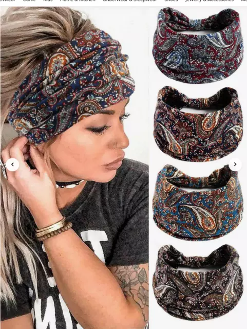 Boho Style Paisley Bandana Wide Knotted Headband Hair Tie Turbon 1014