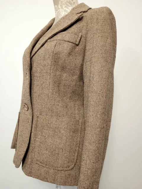 Womens Vintage Blazer Size 10 12 Wool Tweed Knit 70s 80s Fitted 3