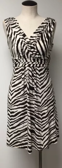 TAHARI ASL FOR Bloomingdales Lovely V Neck Brown & Cream Zebra Print Dress  Sz M £18.94 - PicClick UK