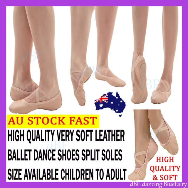 Ballet Dance Shoes Split Sole High Quality Very Soft Leather Size Child To Adult