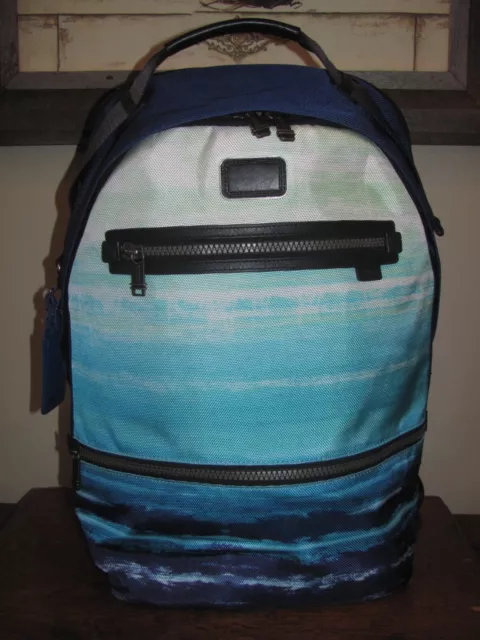 Tumi ALPHA BRAVO Cannon Laptop Backpack Baltic Blue Wave Print EXCELLENT!