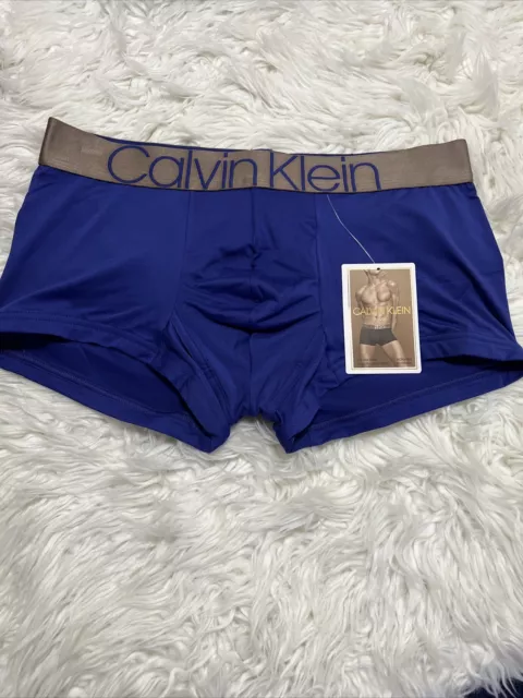 Calvin Klein Icon Sz  L  NB2540-500 Men Microfiber Low Rise Trunk Boxer Blue $30