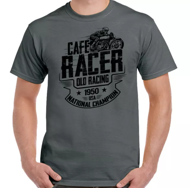 Biker T-Shirt Cafe Racer Vecchio Racing Uomo Moto Bicicletta Fan