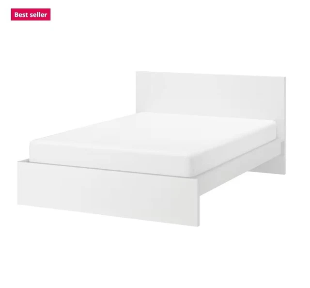 IKEA MALM BED frame, high, white, Standard Double Landlord Furniture £