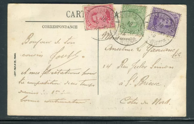 Belgique / France -Affranchissement de Ste Adresse sur CP en 1915 - O 22