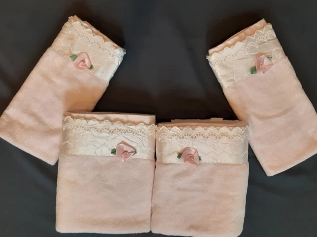 Vintage Pink Rosebud After Bath Luxury Towels J. Abouchar Lace & Satin Trim Vintage Pink Rosebud After Bath Luxury Towels J. Abouchar Lace & Satin Trim
