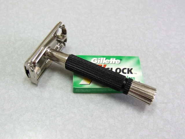 Vintage Gillette Black Super Speed TTO DE Safety Razor V-2 1975