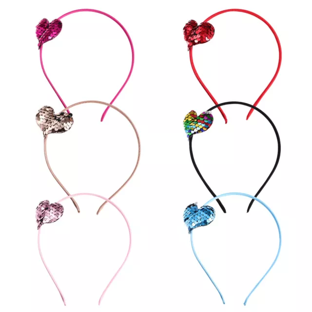 6pcs Glitter Heart Girls Headbands Hair Bands for Toddler Girl Toddler Headband