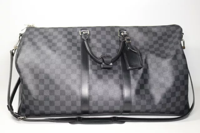 Replica Louis Vuitton N41413 Keepall Bandouliere 55 Duffel Bag Damier  Graphite Canvas For Sale