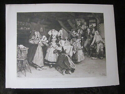 Antique 19th Century Etching 'The Wedding Morning' Charles Oliver Murray