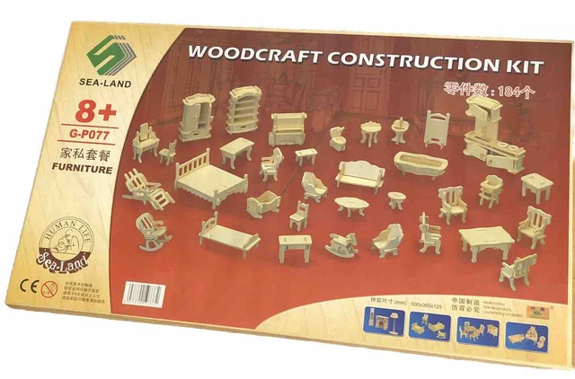 Quay Furniture Woodcraft Construction Kit - FSC Certified DIY Miniature Furniture Set