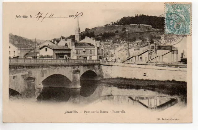 JOINVILLE Haute Marne CPA 52 the footbridge and the bridge over the marne map 1900