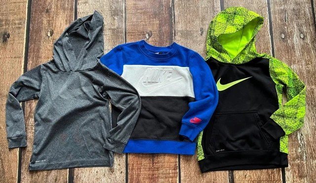 Nike Dri-Fit Hoodie Sweatshirt Lot Of 3 Black Blue Youth Boys Size 5 6 Excellent